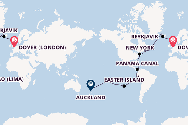 Round-the-World Trip from London (Dover), England, United Kingdom with the Crown Princess