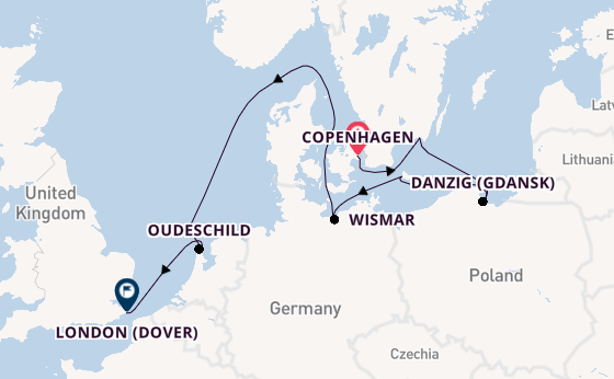 England from Copenhagen, Denmark with the Seabourn Quest