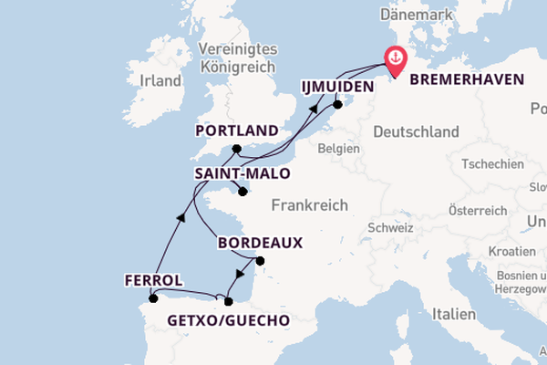 England ab Bremerhaven, Deutschland auf der Amera