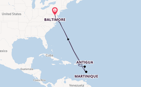 Caribbean from Baltimore, Maryland, USA with the Carnival Miracle