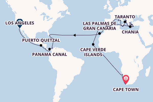 Transatlantic & Repositioning from Cape Town, South Africa with the Island Princess