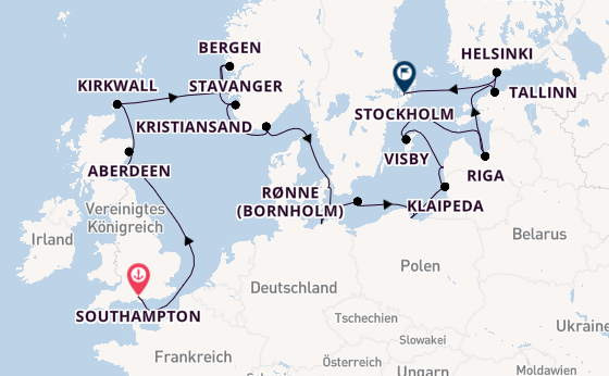 Norwegen ab Southampton, Großbritannien auf der Vista