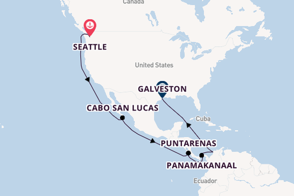 Midden-Amerika vanaf Seattle, Verenigde Staten met de Carnival Miracle