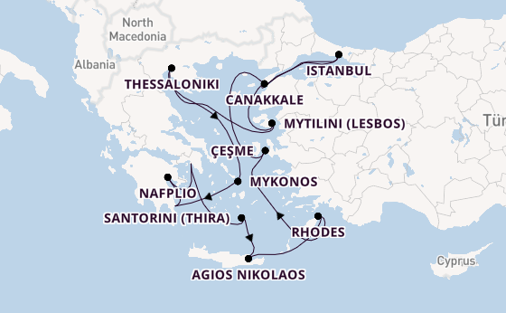 Eastern Mediterranean from Piraeus (Athens), Greece with the Azamara Onward