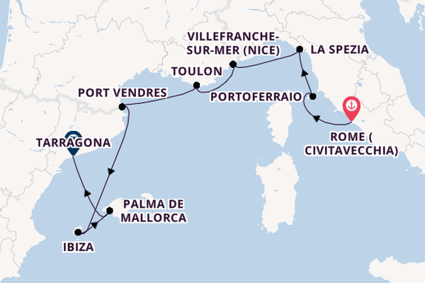 Western Mediterranean from Rome (Civitavecchia), Italy with the Seven Seas Grandeur