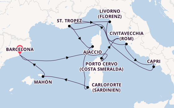 Westliches Mittelmeer ab Barcelona, Spanien auf der EXPLORA II