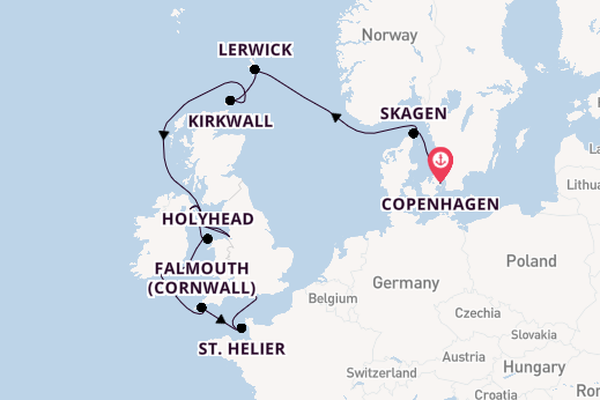 British Isles from Copenhagen, Denmark with the Silver Dawn