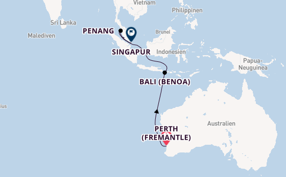 Südostasien ab Perth (Fremantle), Australien auf der Sapphire Princess