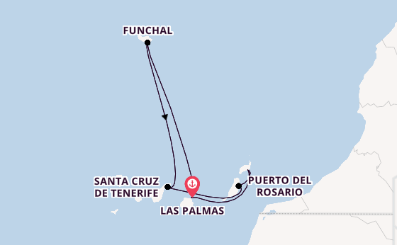 Canarische Eilanden vanaf Las Palmas, Gran Canaria, Spanje met AIDAcosma