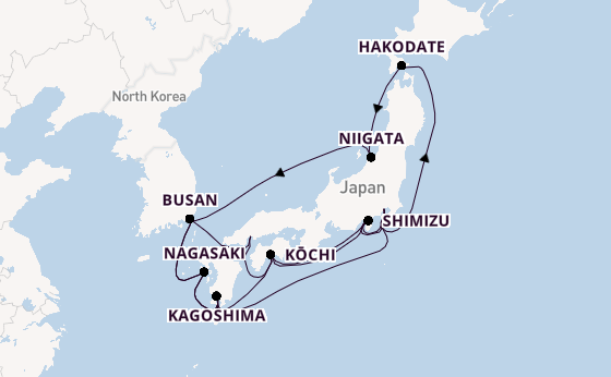 Japan from Tokyo, Japan with the Diamond Princess