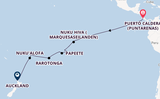 Transpacifisch vanaf Puntarenas, Costa Rica met de Artania