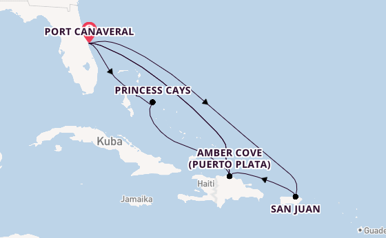 Karibik ab Port Canaveral, USA auf der Caribbean Princess