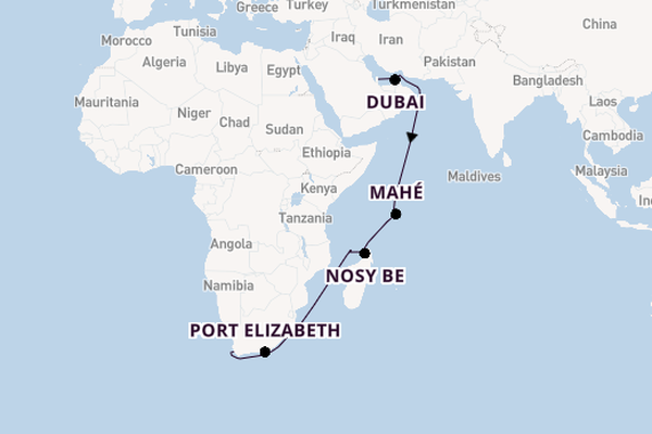 Afrika vanaf Doha, Qatar met de Seven Seas Navigator