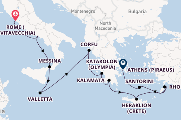 Mediterranean Sea from Rome (Civitavecchia), Italy with the Viking Star