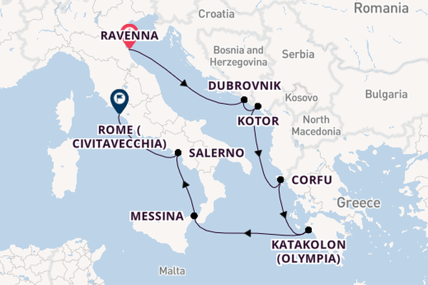 Mediterranean Sea from Ravenna, Italy with the Norwegian Gem