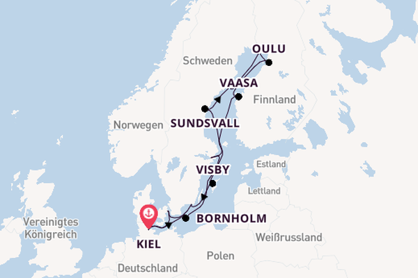Ostsee ab Kiel, Deutschland auf der MS Hamburg