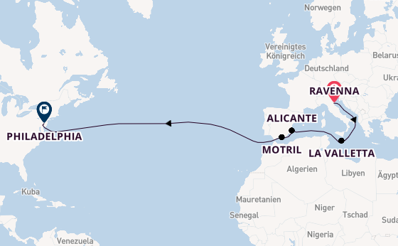 Transatlantik ab Ravenna, Italien auf der Norwegian Pearl