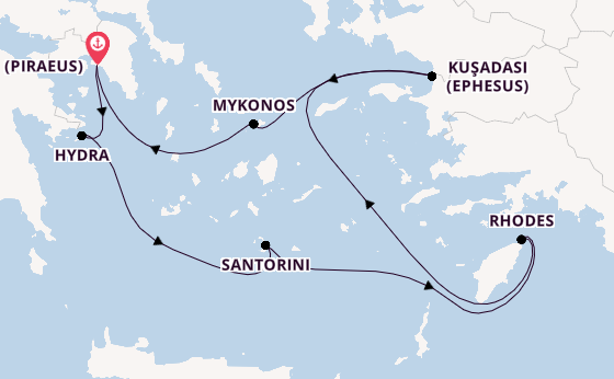 Eastern Mediterranean from Athens (Piraeus), Greece with the Celebrity Infinity