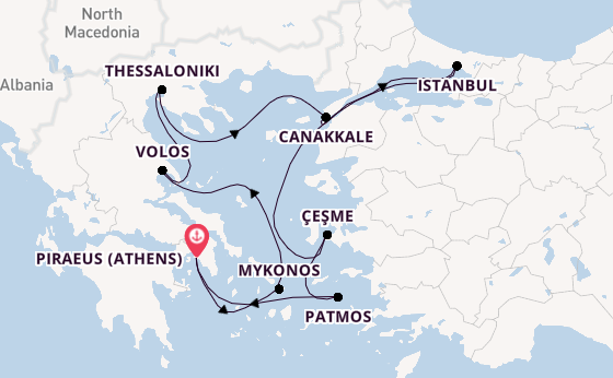 Eastern Mediterranean from Piraeus (Athens), Greece with the Azamara Onward