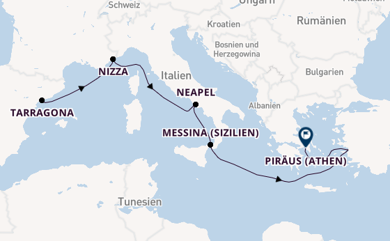 Mittelmeer ab Tarragona, Spanien auf der Celestyal Discovery