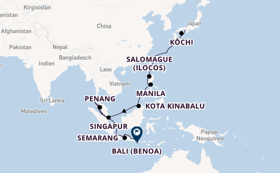 Südostasien ab Kobe, Japan auf der Seven Seas Navigator