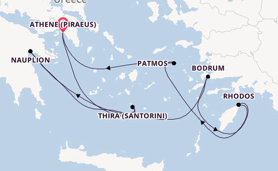 Oostelijke Middellandse Zee vanaf Athene (Piraeus), Griekenland met de Silver Nova