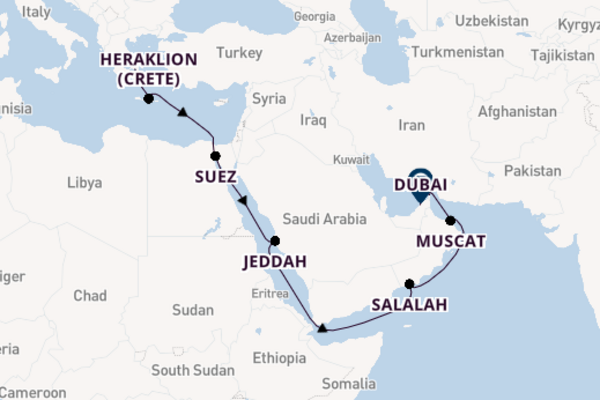 Middle East from Athens (Piraeus), Greece with the EXPLORA II