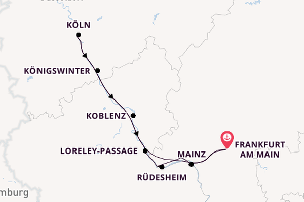Rhein ab Frankfurt am Main, Deutschland auf der A-ROSA CLEA
