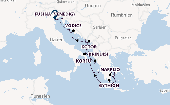Östliches Mittelmeer ab Dubrovnik, Kroatien auf der Seabourn Ovation
