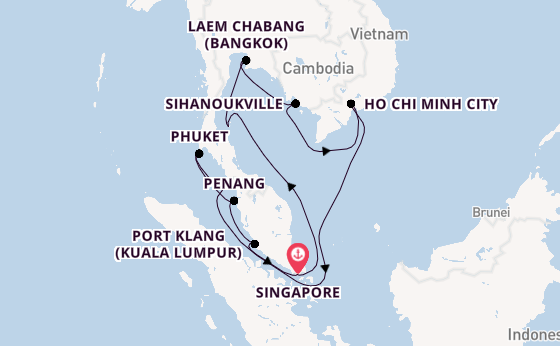 South East Asia from Singapore, Singapore with the Sapphire Princess