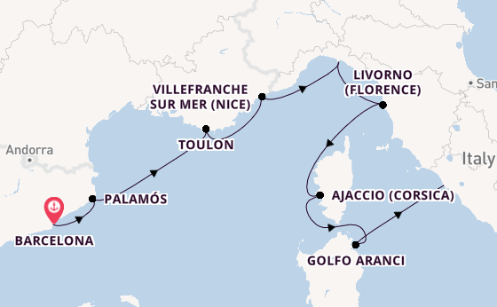 Westelijke Middellandse Zee vanaf Barcelona, Spanje met de Seven Seas Prestige