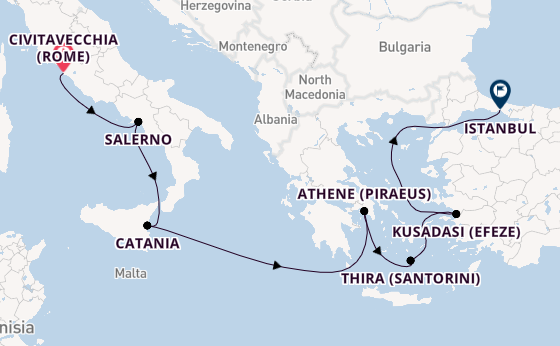 Middellandse Zee vanaf Civitavecchia (Rome), Italië met de Norwegian Viva