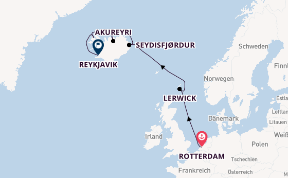 Arktis ab Rotterdam, Niederlande auf der Rotterdam