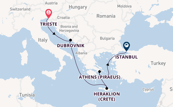 Mediterranean Sea from Trieste, Italy with the Seven Seas Voyager