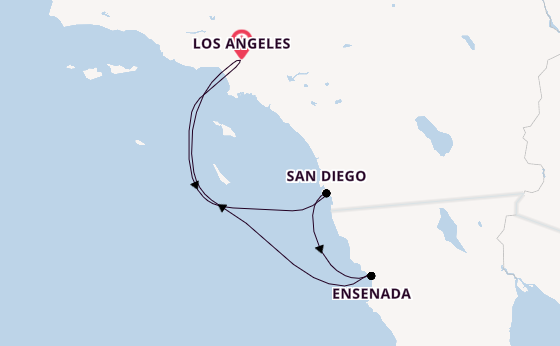 USA West Coast from Los Angeles, California, USA with the Discovery Princess