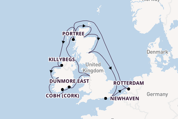 British Isles from London (Dover) with the Nieuw Statendam