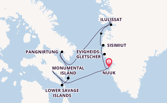 Arktis ab Nuuk, Grönland auf der Silver Wind