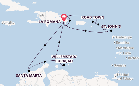 Karibik ab La Romana, Dominikanische Republik auf AIDAbella