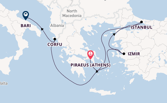 Mediterranean from Piraeus (Athens), Greece with the MSC Lirica