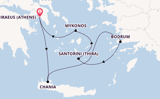 Eastern Mediterranean from Piraeus (Athens), Greece with the Scarlet Lady