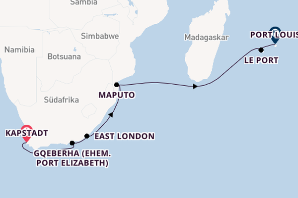 Südliches Afrika ab Kapstadt, Südafrika auf AIDAblu