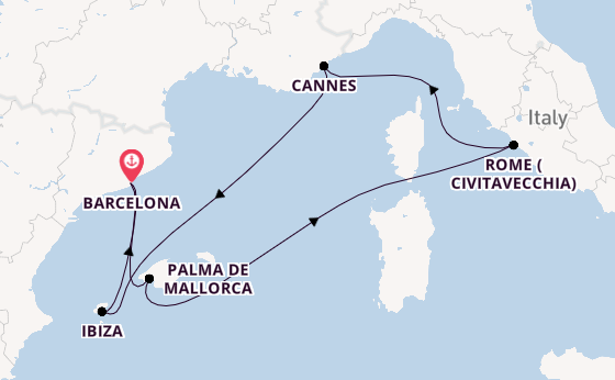 Western Mediterranean from Barcelona, Spain with the Valiant Lady