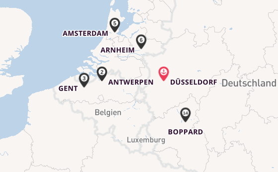 Rhein ab Düsseldorf, Deutschland auf der Lady Diletta