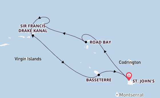 Karibik ab St. John's, Antigua und Barbuda auf der Star Clipper