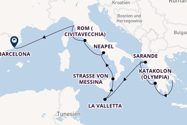 Mittelmeer ab Piräus (Athen), Griechenland auf der Oosterdam