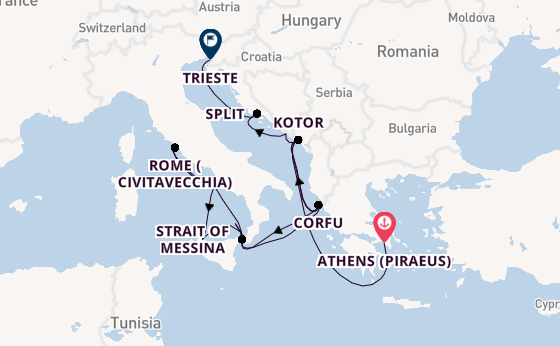 Mediterranean Sea from Athens (Piraeus), Greece with the Oosterdam