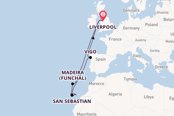 Canary Islands from Liverpool, England with the Bolette