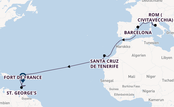 Karibik ab Genua, Italien auf der MSC World Europa
