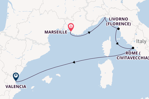 Western Mediterranean from Marseille, France with the MSC Sinfonia