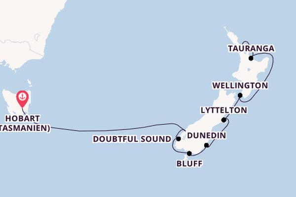 Neuseeland ab Hobart (Tasmanien), Australien auf der Silver Moon